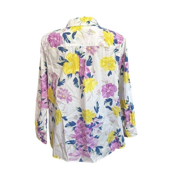 TALBOTS Womens Floral print 100% cotton button up Collared shirt 1x Petite - Picture 5 of 9